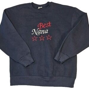 Best Nana Stars Womens Large Sweatshirt Navy Red White Custom Embroidered‎ NEW
